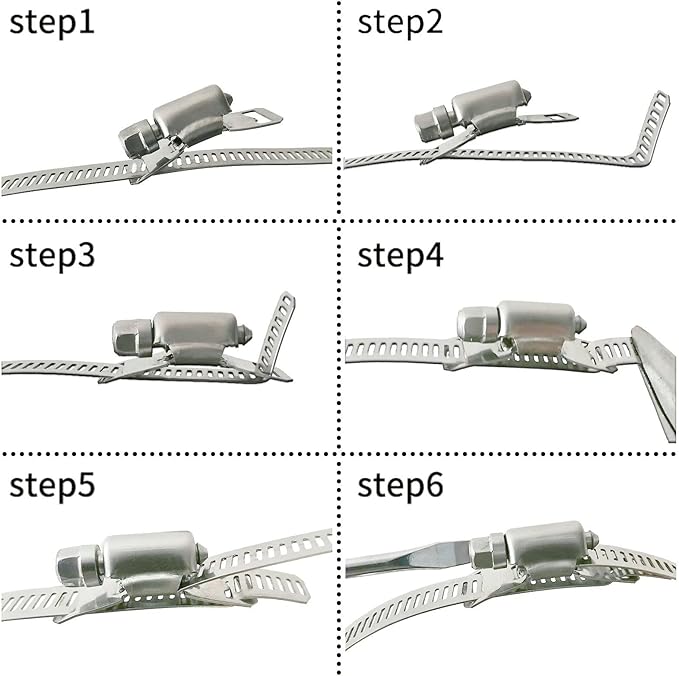20 pack,Hose Clamp Fasteners only,DIY 304 Stainless Steel Adjustable Pipe Worm Clamp Fasteners for Air Duct Clamps,Exhaust Wrap Clamps,Water Pipe,Pole Mount and Metal Strapping