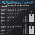 STREBITO Mini Electric Screwdriver Set, 70-in-1 Max Precision Electric Screwdriver Kit with Lights, 5 Upgraded Torque Levels, 64 Magnetic Bits, Electric Screwdriver Cordless for PC RC Electronics