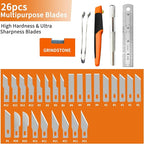 31-Pcs Exacto Knife Set,Precision Hobby Knife Set with Tweezers,Grindstone,Steel Ruler,SK5 Blades for Crafting,Modeling,Carving,Stencil-Craft Knife Storaged with Beautiful Plastic Case