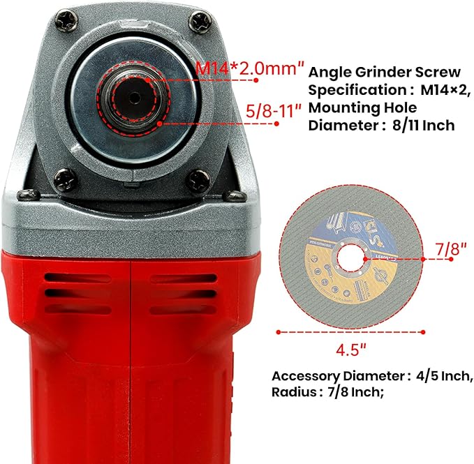 DOGTOOTH 21V 4-1/2'' Brushless Cordless Angle Grinder Kit, Max 10000 RPM, Compatible with Makita 18V Battery, 1 * 4.0 Ah Battery, Charger, 4 Cutting&Grinding Discs and Carry Case