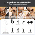 Mini Lathe, WM101A-Plus Mini Wood Lathe Machine, 24VDC 96W Power Lathe, Small Benchtop Lathe with Wood Turning Lathe Tools Kits, Infinitely Variable Speed, Professional for DIY Woodworking