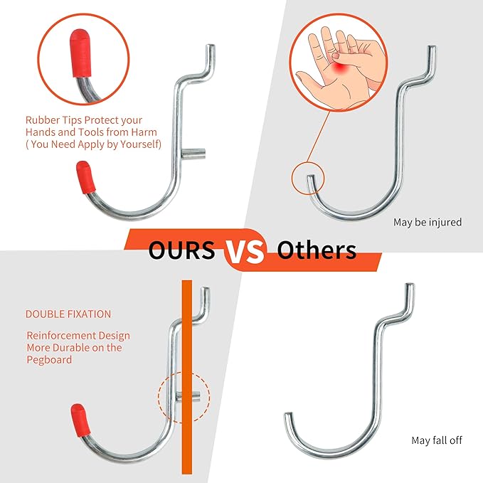 130PCS Pegboard Hooks Assortment - Peg board Hooks for Hanging Tools with Pegboard Bins & Cups,1/8-Inch Pegboard Wall Organizer - Ideal for Organizing in the Garage Kitchen Workbench Craft Room