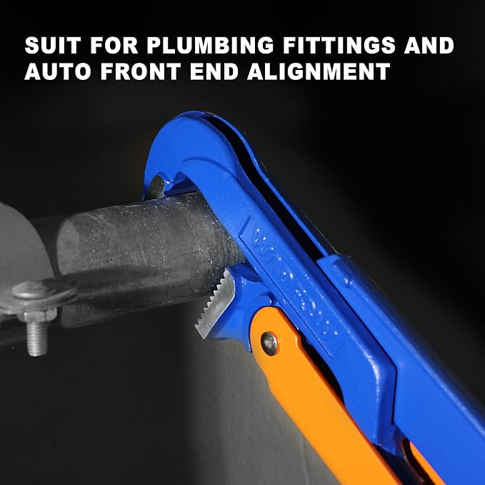 Swedish Pattern Type A pipe Wrench: Size 1" with 40 mm Max Jaw Opening, 12 inch x 90 Degree Angle Corner Pipework, Red Lacquered Finish