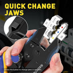 haisstronica Quick Change Jaws Crimping Tool for Insulated Nylon Wire Connectors AWG 22-10 Ratcheting Wire Crimper & Terminals - H5