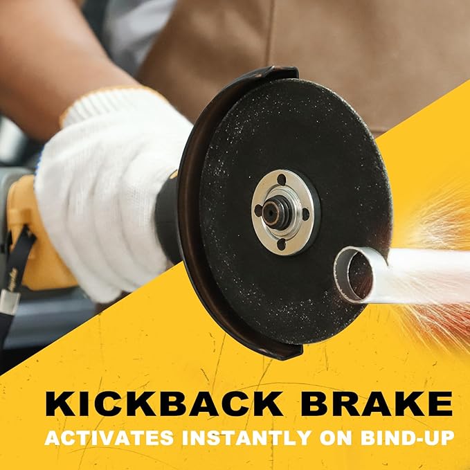 Cordless Angle Grinder Compatible with Dewalt 20V MAX Battery, 9600RPM Brushless Metal Grinder Tool, 4-1/2 Inch, w/4.0Ah Battery, Kickback Brake, 3 Vairable Speed, Slide Switch, Auxiliary Handle