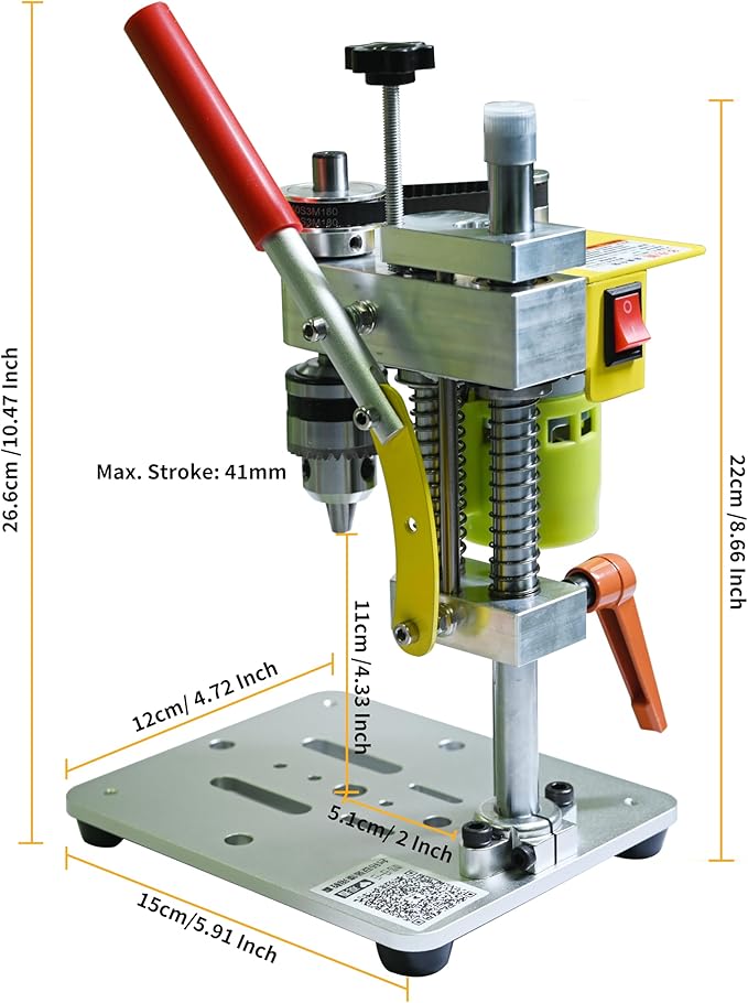 Electric Mini Bench Top Drill Press, 7 Speed Drilling Machine w/ B10 Chuck for 0.6-6mm Bits, Mefape DIY Metal Woodworking Jewelry Drill Tool
