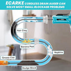 Ecarke Cordless Drain Auger 25Ft Compatible with Makita 18V Battery: 610 RPM Electric Plumbing Snake Drain Auger Spiral Machine, Powerful Drain Cleaner With Towel & Gloves for Kitchen,Sewer(Tool Only)