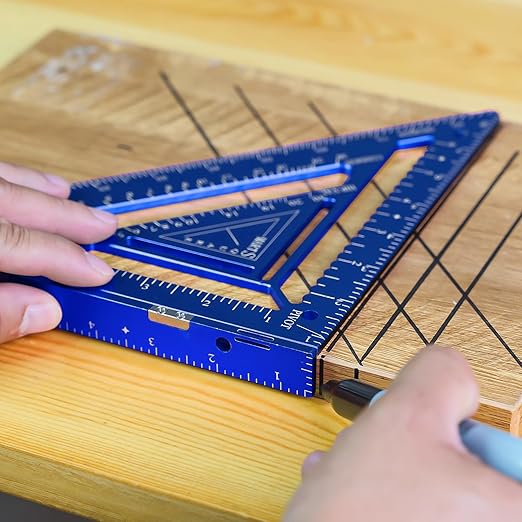 7.5" Magnetic Rafter Square with Jig Block - Multi-Angle Measuring Tool (90° & 180°) for Precise Carpentry & Flatwork(Red) (Black)