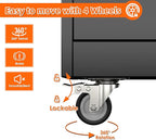 71" H Broom Storage Cabinet with Wheels and Doors,Rolling Tool Cabinet with Pegboard,Shelves and Rod for Garage Warehouse Home,Required Assembly,Black