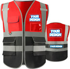 BeautyWill Custom Safety Vest Customized Logo Class 2 High Visibility Reflective Vest with Pockets Construction workwear