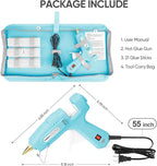 ROMECH Full Size Hot Glue Gun with 60/100W Dual Power and 21 Hot Glue Sticks (7/16"), Fast Preheating Heavy Duty Industrial Gluegun with Storage Case for Crafting, DIY and Repairs (Cyan)