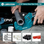 Libraton PVC Pipe Cutter, Up to 2-1/2", Ratchet Pipe Cutter Tool for PEX, PVC, PPR Plastic Hoses Plumbing, Heavy-Duty Pipe Cutter with Deburring Tool Replacement Blade, 2 Adjustable Cutting Ranges