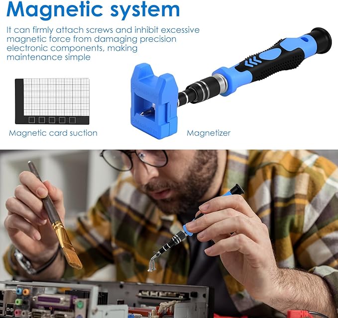 142Pcs Manual Precision Screwdriver Set Ergonomic Electronics Repair Screwdriver with 120 Bits for Repairing Phone Computer Tablet