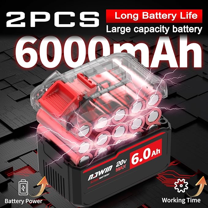 NAWIN Cordless Angle Grinder 4inch Kit,variable speed grinder, 20V Battery Angle Grinder Tool,2×6.0Ah Battery&Fast Charger,Brushless Motor, Electric Angle Grinder for Cutting, Griding, Polishing