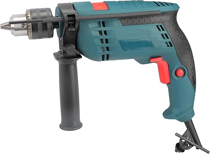 1/2" Corded Impact Hammer Drill - 9 AMP 1050W DIY Power Tool, 0-3000 RPM & 0-4500 BPM for Concrete, Brick, Masonry - Keyed Chuck with Side Handle