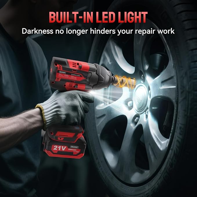 Cordless Impact Wrench 1/2 Inch, 1500 N.m/1106ft-lbs Brushless Impact Gun Compatible with Makita 18V Batteries, 5000 RPM High Torque Electric Power Impact Driver Set for Car Home (Red)