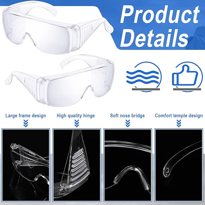 Kanayu Safety Glasses Bulk Protective Goggles Anti Fog Scratch Resistant Eyewear