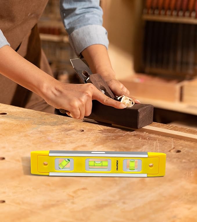 9 Inch Torpedo Level, Magnetic Box Level with 45°/90°/180° Bubbles, Shock Resistant Bubble Level Tool for Measuring