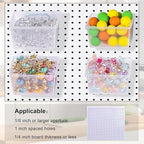 20 PCS Pegboard Cups Pegboard Bins Set, Pegboard Wall Organizer with Hooks and Loops, Pegboard Wall Containers Clear Peg Hooks Assortment Organizer Accessory for Garage Storage