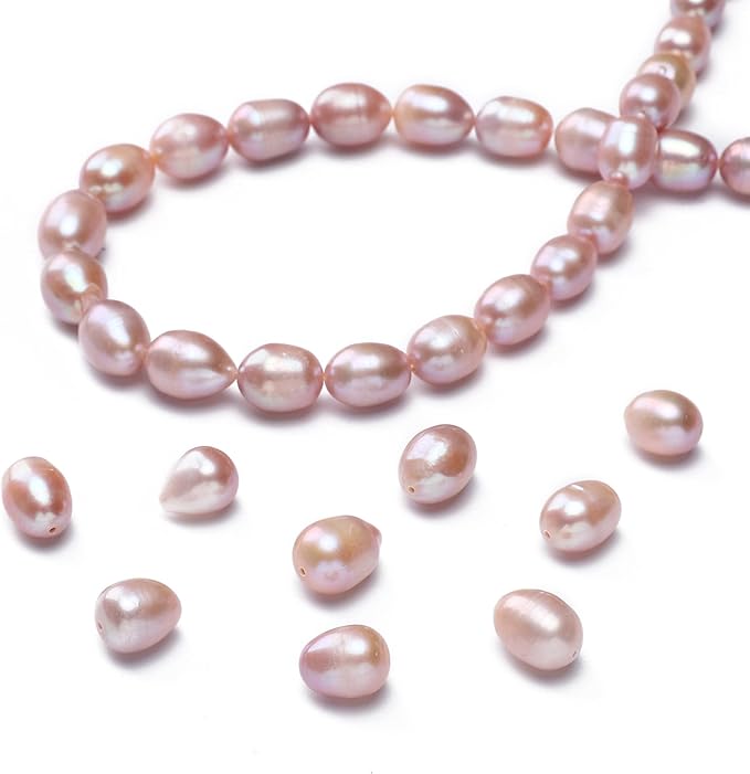 Natural Pearl Beads Rice 8-9mm Purple Freshwater Cultured Loose Gemstone Beads for DIY Jewelry Making 13.8''/Strand HQ