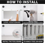 Metal Peg Panels - 4 Pcs 24' x 12' Wall Organizer, Steel Pegboard Tool Board, White Pegboard for Garage Storage & Organization