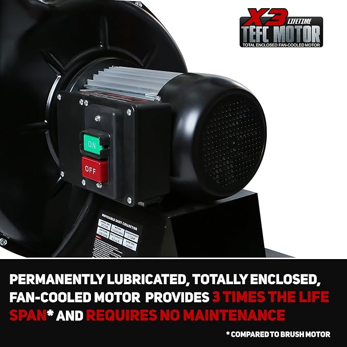 Bucktool 1-1/2HP Dust Collector, 1100 CFM Dust Collector for Woodworking with Movable Base