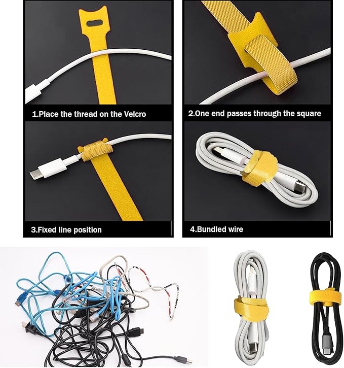 Cable Labels & Reusable Hook and Loop Fastening Ties Set - 30 Pcs Cord or Wire Labels & 30 Pieces Cable Tags for Electronics, Home & Office Cord Management
