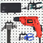 4 Pieces Pegboard Hooks Pegboard Drill Holder Double Power Tool Black Flat Utility Hook Peg Board Organization Accessory for Workbench, Garage Storage(2.75 x 2.56 x 3.54 Inch)