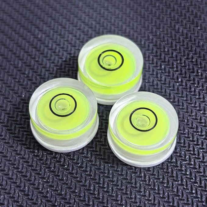 5Pcs Small Circular Bubble Levels with Double Sided Adhesive Bottom Mini Little Stick-on Bubble Spirit Level Measuring Layout Tools Levels (15x6mm)