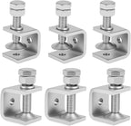 0.8 Inch C Clamps, 6 Pack 304 Stainless Steel C Clamps for Woodworking and Welding,Stable Wide Jaw Opening Tiger Clamp for Construction Household Mount(21mm)