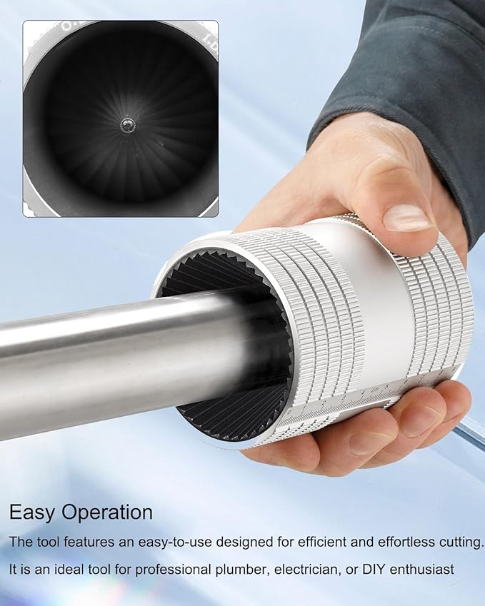 Tube Deburring Tool, 1/4" to 1-1/4" Inner/Outer Pipe Reamer, Stainless Steel Plumbing Tool for Smoothing Reaming Copper PVC Metal Brass Aluminium Pipes