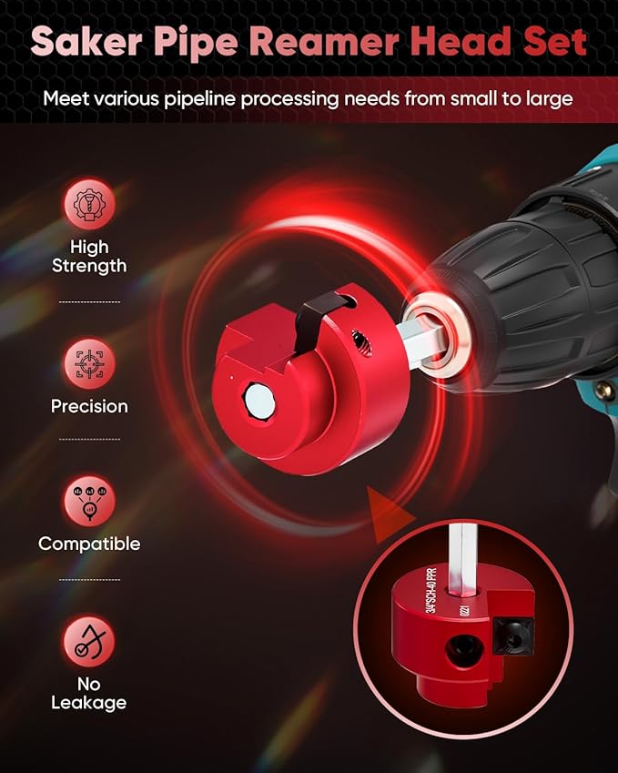 Saker PVC Pipe Reamer, PVC Fitting Saver with 3/4inch Head, For SCH40, ABS Pipe,CPVC Perfect for Plumbing Repairs, Fits Standard 1/2" Drill