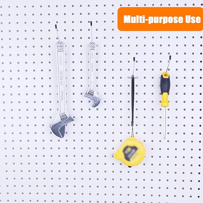 Pegboard Hooks, 6 Inch 50-Pack,Sturdy and Durable L Shape Galvanized Metal suitbale for 1/4 and 1/8 Pegboard Hooks with Rubber Tipped,Pegboard Hooks for Garage,Office,Kitchen,Store(Silver)