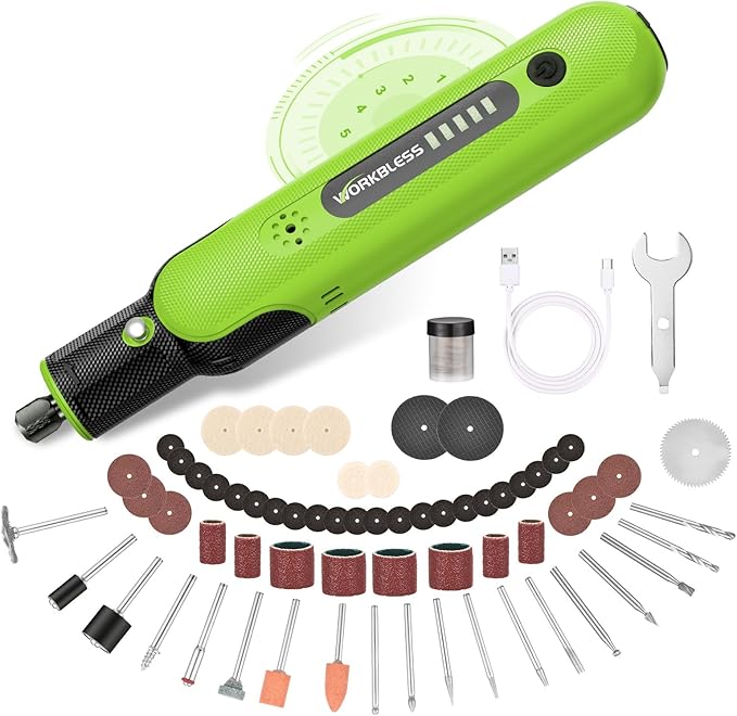 8V Cordless Rotary Tool Kit with 103pcs Accessories, USB-C Charging, 5-Speed 25000RPM mini cordless rotary tool， Power Rotary Tool for Engraving, Sanding, Drilling, Polishing, DIY Crafts