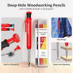 8 inch Carpenter Square, 1/16" Precision Hole Scribing Square Tools, 0-90° Aluminum Alloy Rafter Square, Woodworking Square & Carpenter Pencils 12 Refills