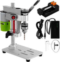 Mini Benchtop Drill Press with Work Light | Rear-Mounted 795 Motor, Small Bench Drilling Machine for Woodworking, Jewelry & Crafts, B10 Chuck, Motor & Belt Guard
