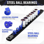 Magnetic Socket Organizer, 1-Piece Heavty Duty ABS Socket Holder, Socket Rail for Tool Box, Premium Quality 360° Swivel Socket Rack with 12 Clips for 1/2-Inch(Blue)