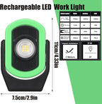 Retisee 2 Pcs 720 Lumens Magnetic Work Light USB Rechargeable LED Flashlight Portable Inspection Light for Car Repair Emergency Lighting Mechanics Workshop (Green)