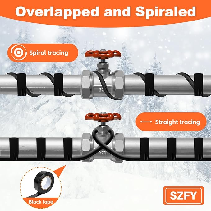 140FT Heat Tape for Water Pipes, -40°F Deicing Cable,Pipe Heating Cables for Roof,Gutter，Farm，Freeze Protetion Heat Trace Cable, Heated Water Hose,Plumbing Fixtures,120V 5W/FT