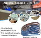 15 Pcs 1 x 30 Inch Sanding Belts Zirconia, 1x30 Sanding Belts, 3 Each of 40/60/80/100/120 Assorted Grits Sander Belts for Belt Sander