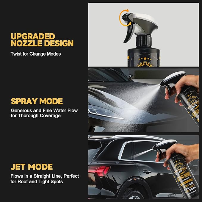 Real Ceramic Coating for Cars Polish (16 Fl Oz), Unmatched Shine Nano Car Wax Coating Spray, No Pungent Smell, Quick Detailer Spray Wax, Lasts 50+ Washes Car Paint Sealant with Microfiber Towel