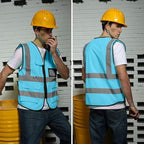 BeautyWill Custom Safety Vest Customized Logo Class 2 High Visibility Reflective Vest with Pockets Construction workwear