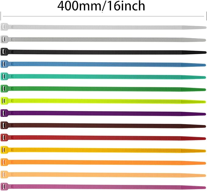 XINGO 100PCS Cable Zip Ties Heavy Duty, Premium Nylon Plastic Wire Ties with 50 Pounds Tensile Strength, Self-Locking Black Nylon Zip Ties for Indoor and Outdoor (16 inch, Purple)