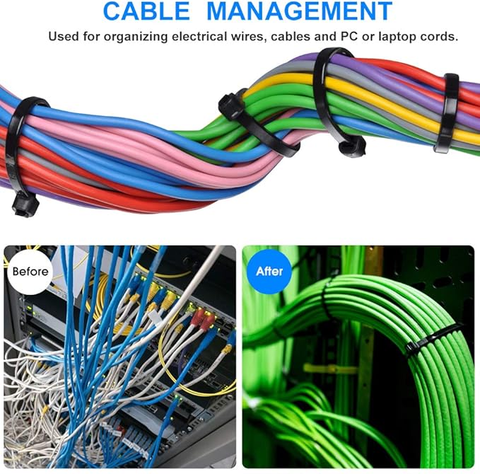 Zip Ties 8 inch Black Zip Ties with 50 Pounds Tensile Strength,Cable Ties,100 Pack, by Tantti Supply