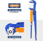 Swedish Pattern Type A pipe Wrench: Size 1" with 40 mm Max Jaw Opening, 12 inch x 90 Degree Angle Corner Pipework, Red Lacquered Finish