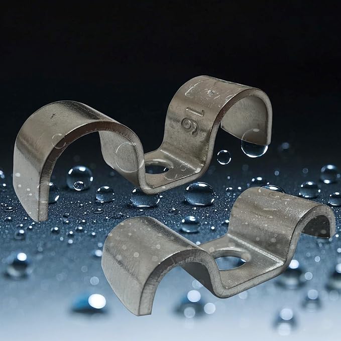 6pcs 20mm(7/9 inch) Double Line Clamp Heavy Duty 1 Hole Conduit Strap 304 Stainless Steel M-Type Pipe Strap For Wire Pipe Cord Installation