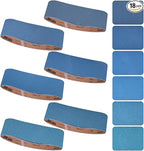 4x36 Inch Sanding Belts 18 Pcs 6 Grits Sizes (3 Each of 60/80/120/150/240/400 Grits) Heavy Duty Belt Sander Zirconia Belt Sander Paper for Wood, Metal, Stainless Steel, Cars, and Furniture