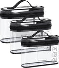 BAGSMART TSA Approved Toiletry Bag, 3 Pack Clear Makeup Cosmetic Bag Organizer, Quart Size Travel Bag for Toiletries, Carry-on Travel Accessories Essentials, Black-3pcs