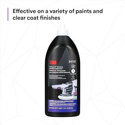 3M Perfect-It Random Orbital Compound, 34131, 1 quart, Fast Cutting Compound for Automotive Buffing & Polishing