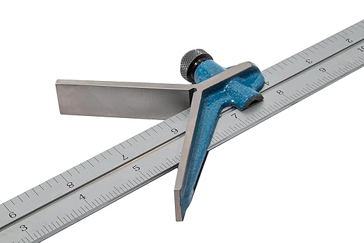 PEC Tools 4 Piece Combination Square Set- 4R 12” Machinist Blade, Cast Steel Head, Center Head, Combination Square Ruler with Level and Scribe Tool, Reversible Locking Bolt, Made in USA